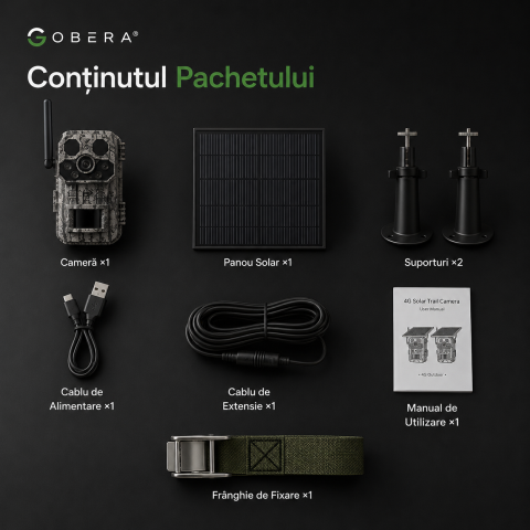 Camera de Vânătoare 4G Solară goBERA®, 3MP Super HD, GPS, Detectare PIR Triplă 25m, Panou Solar 6W, Baterie 7800mAh [8]