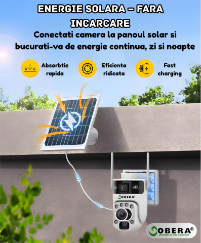 Camera de Supraveghere Solară 6MP goBERA®, 4G SIM, Zoom Optic 20X, Dual Lens, PTZ 355°/90°, Panou Solar 6W, Baterie 10500mAh, Viziune Nocturnă Color, Audio Bidirecțional, Tracking Uman, IP66 [4]