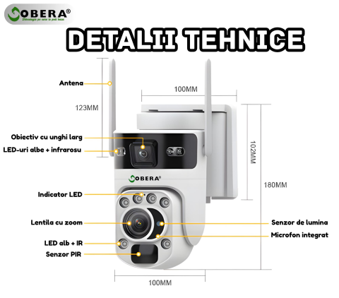 Camera de Supraveghere Solară 6MP goBERA®, 4G SIM, Zoom Optic 20X, Dual Lens, PTZ 355°/90°, Panou Solar 6W, Baterie 10500mAh, Viziune Nocturnă Color, Audio Bidirecțional, Tracking Uman, IP66 [6]