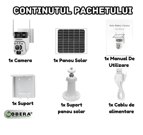 Camera de Supraveghere Solară 6MP goBERA®, 4G SIM, Zoom Optic 20X, Dual Lens, PTZ 355°/90°, Panou Solar 6W, Baterie 10500mAh, Viziune Nocturnă Color, Audio Bidirecțional, Tracking Uman, IP66 [7]
