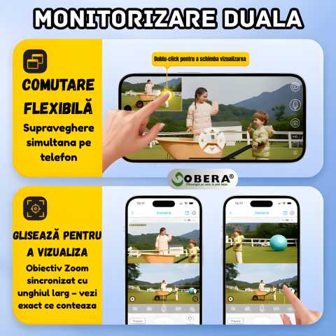 Camera de Supraveghere Solară 6MP goBERA®, 4G SIM, Zoom Optic 20X, Dual Lens, PTZ 355°/90°, Panou Solar 6W, Baterie 10500mAh, Viziune Nocturnă Color, Audio Bidirecțional, Tracking Uman, IP66 [3]