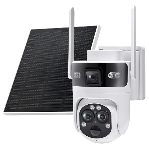 Camera de Supraveghere Solara cu 3 Lentile goBERA®️, Zoom Hibrid 15X, 4G, Panou Solar 5W, Baterie 7800mAh, IR + LED, Viziune Nocturna Color, PTZ 350°/90°, Detectare Umana si Tracking AI [15]
