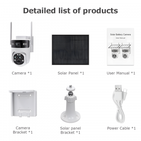 Camera de Supraveghere Solara cu 3 Lentile goBERA®️, Zoom Hibrid 15X, 4G, Panou Solar 5W, Baterie 7800mAh, IR + LED, Viziune Nocturna Color, PTZ 350°/90°, Detectare Umana si Tracking AI [10]