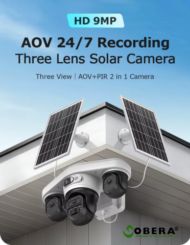 Camera Supraveghere 4G Solară goBERA®, 3 Lentile AOV, AI Detecție și Urmărire Umană, Baterie 20100mAh, Nano SIM, IP66 [10]
