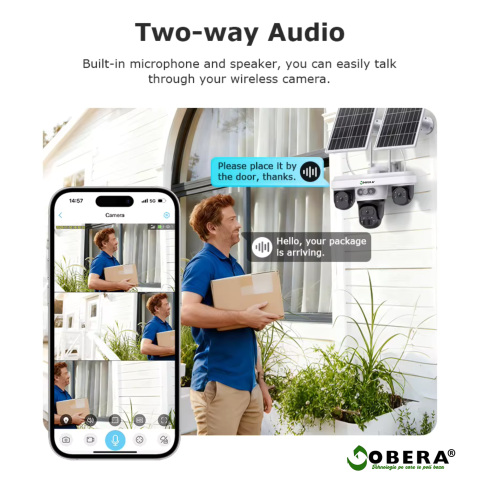 Camera Supraveghere 4G Solară goBERA®, 3 Lentile AOV, AI Detecție și Urmărire Umană, Baterie 20100mAh, Nano SIM, IP66 [3]