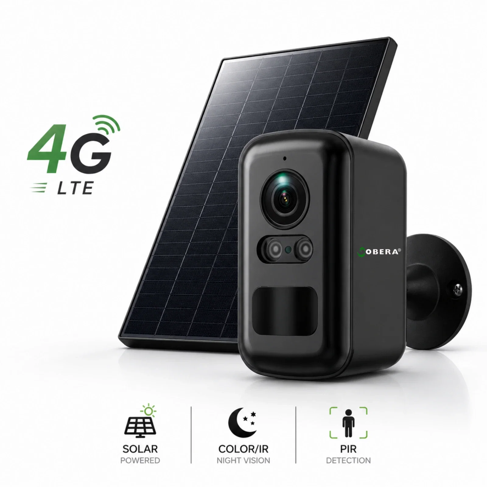 Camere de supraveghere 4G cu panou solar - Cameră Supraveghere Solară 4G goBERA®, Compactă, PIR + Human Detection, Night Vision Color, Audio Bidirecțional, SIM, Baterie 5200mAh, IP66