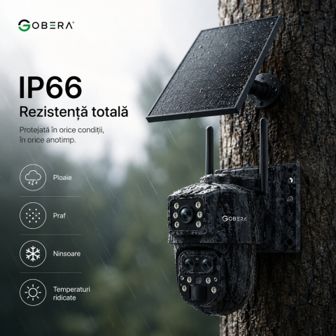 Cameră Supraveghere 4G Solară goBERA® Smart Security, 6MP, Zoom Optic 15X, PTZ, Detectare PIR, Audio Bidirecțional, Control din Telefon, pentru Ferme, Cabane și Terenuri, IP65 [2]