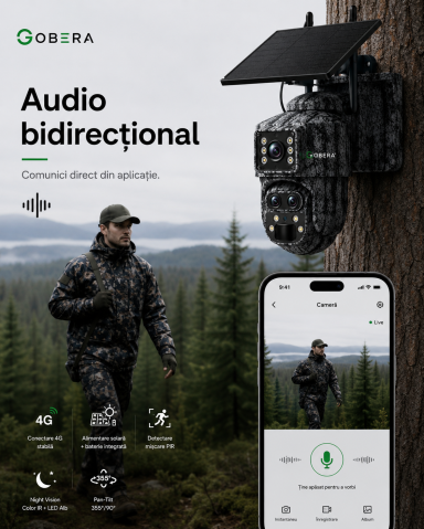 Cameră Supraveghere 4G Solară goBERA® Smart Security, 6MP, Zoom Optic 15X, PTZ, Detectare PIR, Audio Bidirecțional, Control din Telefon, pentru Ferme, Cabane și Terenuri, IP65 [3]