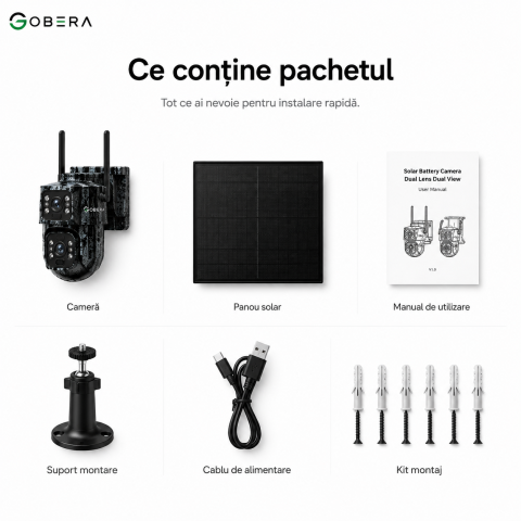 Cameră Supraveghere 4G Solară goBERA® Smart Security, 6MP, Zoom Optic 15X, PTZ, Detectare PIR, Audio Bidirecțional, Control din Telefon, pentru Ferme, Cabane și Terenuri, IP65 [5]