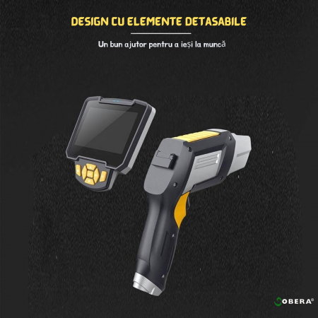 Endoscop industrial goBERA® cu lentilă dublă, cameră de inspecție digitală 1080P, ecran LCD 4.3”, cablu semirigid 10 m, 6 LED-uri, baterie 2600 mAh, IP67 [5]