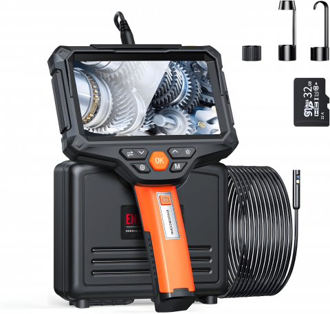 Echipamente pentru atelier - Endoscop Industrial Profesional goBERA® Dual Lens, Ecran IPS HD 5”, Cameră 1920P, 8+1 LED Reglabile, Baterie 4400mAh, Sondă IP67, Card SD 32GB, Auto, HVAC, Țevi