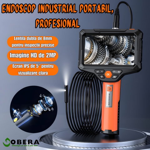 Endoscop Industrial Profesional goBERA® Dual Lens, Ecran IPS HD 5”, Cameră 1920P, 8+1 LED Reglabile, Baterie 4400mAh, Sondă IP67, Card SD 32GB, Auto, HVAC, Țevi [3]