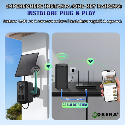 Sistem Supraveghere Wireless goBERA® Smart Security, Home Hub Combo Kit cu Camere Solare 3MP, Hub Central, Acoperire 600m, Detectare PIR, Night Vision, Interfon, Stocare TF/Cloud, IP66 [2]