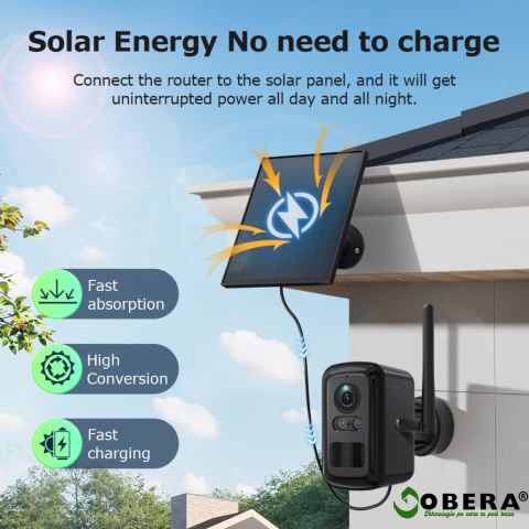 Sistem Supraveghere Wireless goBERA® Smart Security, Home Hub Combo Kit cu Camere Solare 3MP, Hub Central, Acoperire 600m, Detectare PIR, Night Vision, Interfon, Stocare TF/Cloud, IP66 [5]