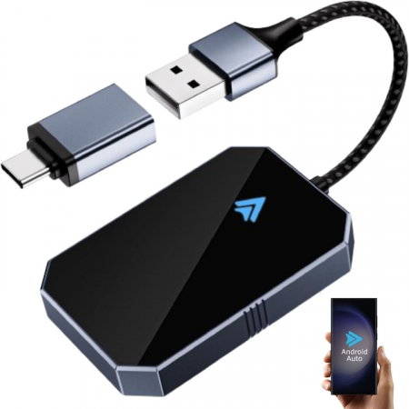 Tehnologie Auto Inteligenta - Modul Android Auto Wireless goBERA®, Pentru masini cu Android Auto de fabrica prin cablu, Adaptor Android Auto, WiFi 5Ghz, Bluetooth 5.3, Procesor AI, Compatibil cu Android 11+, Conectare Automata
