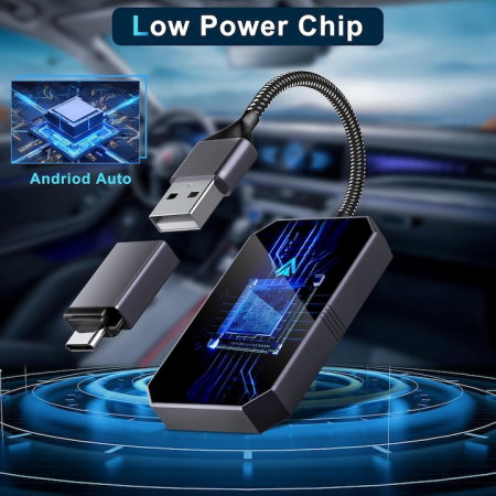 Modul Android Auto Wireless goBERA®, Pentru masini cu Android Auto de fabrica prin cablu, Adaptor Android Auto, WiFi 5Ghz, Bluetooth 5.3, Procesor AI, Compatibil cu Android 11+, Conectare Automata [2]