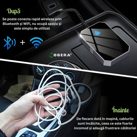 Modul Android Auto Wireless goBERA®, Pentru masini cu Android Auto de fabrica prin cablu, Adaptor Android Auto, WiFi 5Ghz, Bluetooth 5.3, Procesor AI, Compatibil cu Android 11+, Conectare Automata [3]