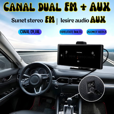 Navigație Auto Universală 10.26" cu CarPlay și Android Auto Wireless, Cameră Față 4K și Spate 1080P [5]