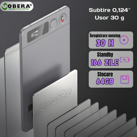 Recorder AI goBERA® – Reportofon Digital Inteligent, 64GB, Transcriere & Rezumat AI, Microfoane Duale, 30h Înregistrare, Standby 166 Zile, Portabil, Cloud Securizat [3]