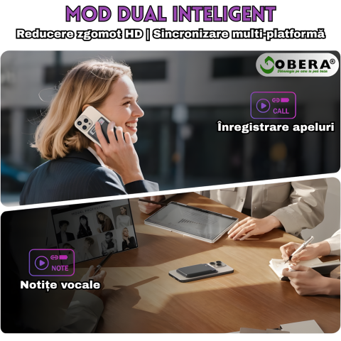 Recorder AI goBERA® – Reportofon Digital Inteligent, 64GB, Transcriere & Rezumat AI, Microfoane Duale, 30h Înregistrare, Standby 166 Zile, Portabil, Cloud Securizat [6]