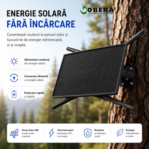 Router Portabil 4G LTE goBERA® cu Panou Solar 10W, Baterie 20100mAh, Wi-Fi 2.4GHz, Antene 5dBi, Slot Micro SIM, Conectare până la 10 dispozitive [5]