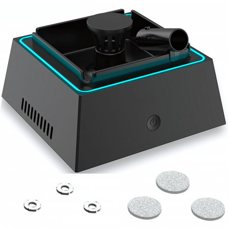 Scrumiere - Scrumieră Electrică cu Purificare Activă goBERA® – Filtru Anti-Miros, Aspirație Fum, Reîncărcare USB, 4 Țigarete, Negru
