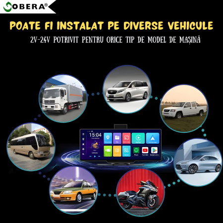 Navigație Auto Portabilă 10.26", Wireless Apple CarPlay & Android Auto, Android 13, 4GB RAM + 64GB ROM, Ecran IPS Full Touch, Cameră Față 1080P + Cameră Marșarier AHD 1080P, Bluetooth 5.1, Wi-Fi, GPS [5]