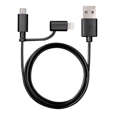 Cablu Alimentare și Date 2 în 1 USB A la MicroUSB + Lightning