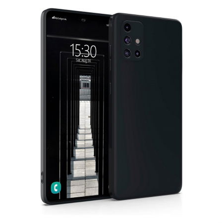 Husa compatibila Samsung Galaxy A71 4G din sIlicon catifelat cu interior din microfibra si protectie la camere - Negru