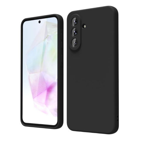 Husa compatibila Samsung Galaxy A56 5G din sIlicon catifelat cu interior din microfibra si protectie la camere - Negru