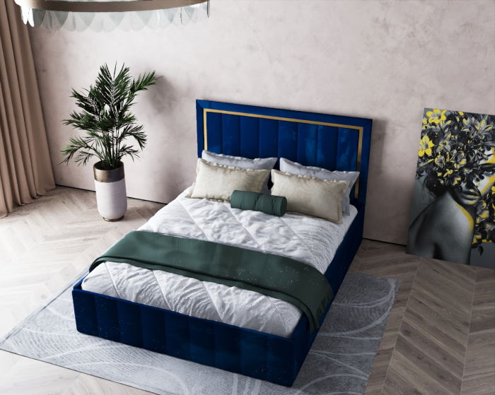 Pat Elegance Tapitat Albastru 180x200 [4]