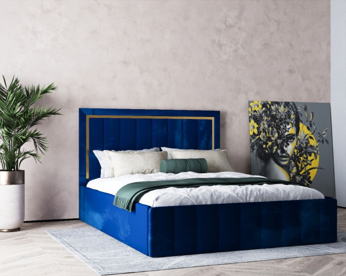 Pat Elegance Tapitat Albastru 180x200 [3]