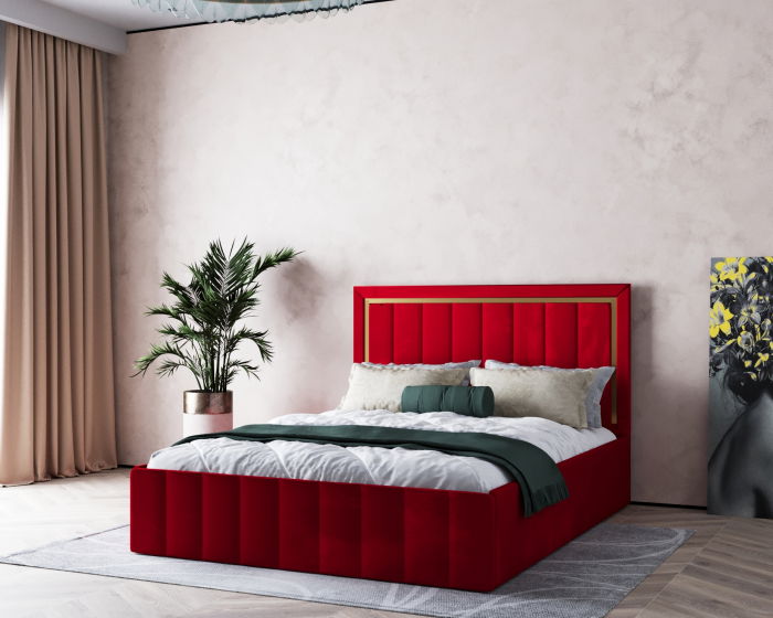 Pat  Elegance Tapițat  Rosu 140x200 [4]