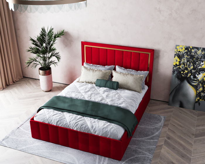 Pat  Elegance Tapițat  Rosu 140x200 [3]