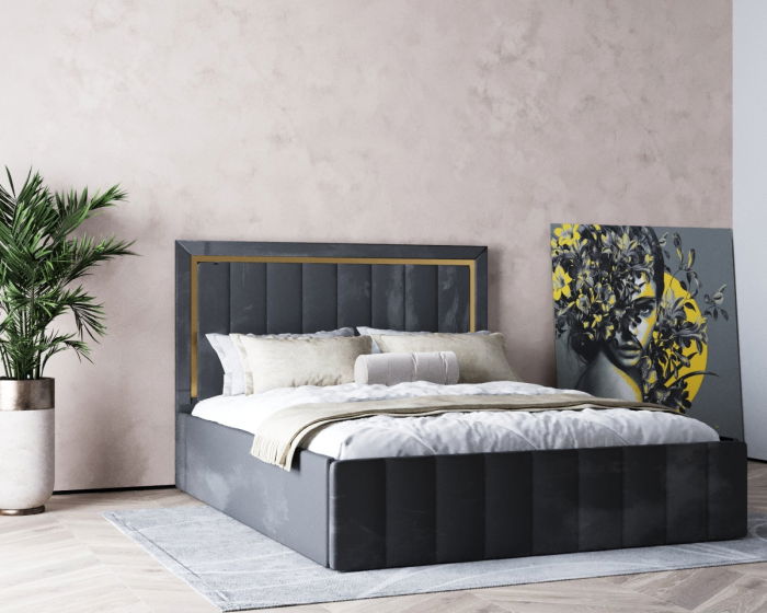 Pat  Elegance Tapițat Gri  140x200 [7]