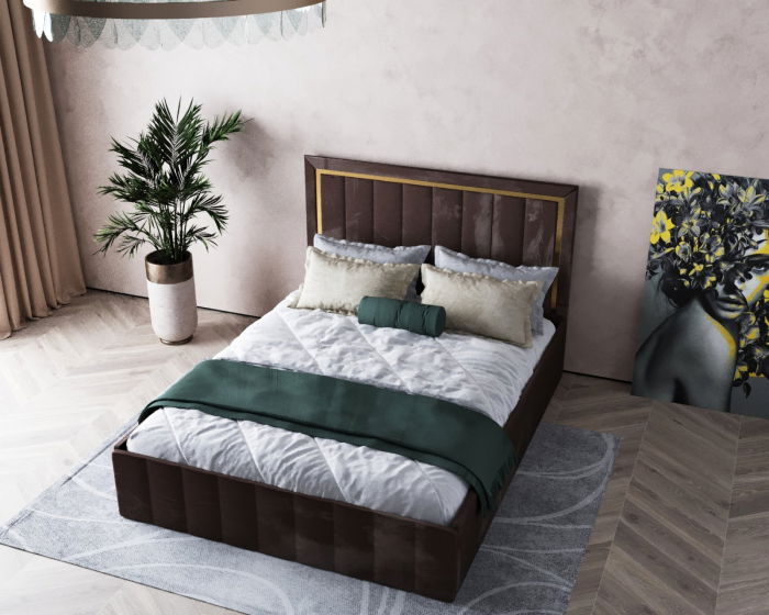 Pat  Elegance Tapițat Maro 140x200 [8]