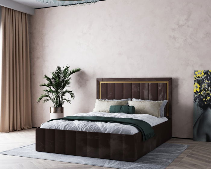 Pat  Elegance Tapițat Maro 140x200 [7]