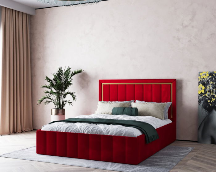 Pat  Elegance Tapițat  Rosu 140x200 [8]