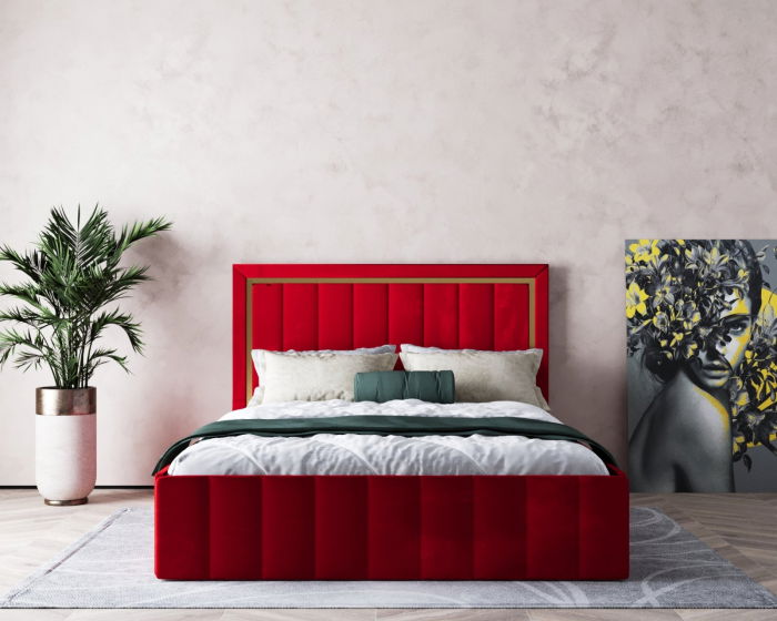 Pat  Elegance Tapițat  Rosu 140x200 [5]