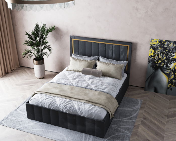 Pat  Elegance Tapițat Gri  140x200 [4]