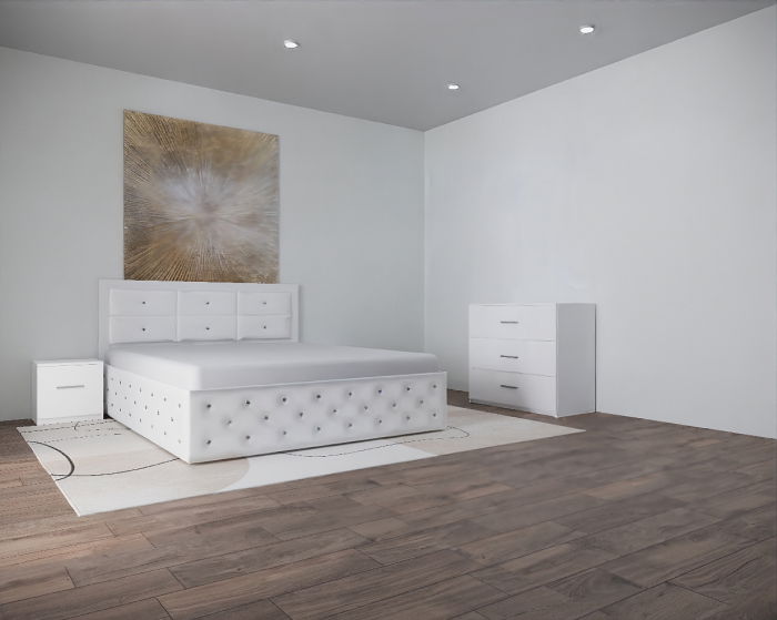 Set Pat Nemira New Alb cu Noptiere Si Comoda [1]