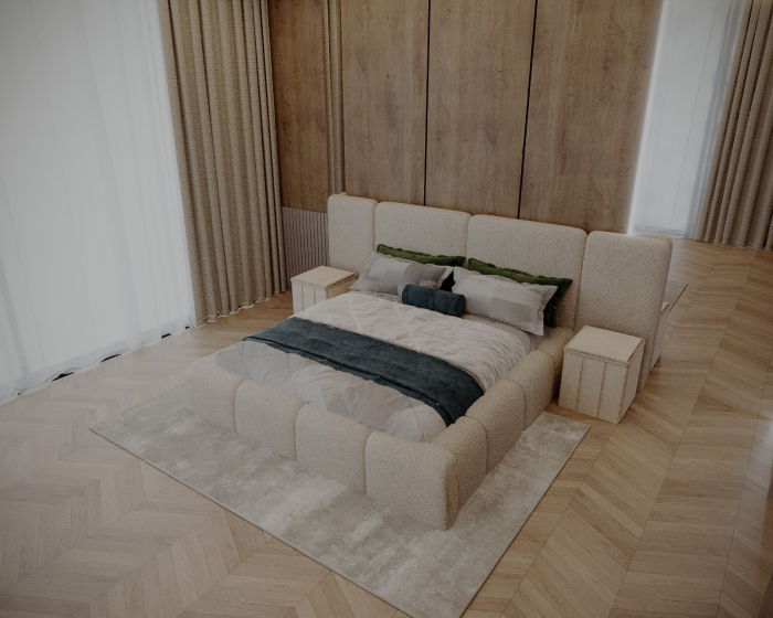 SET Pat ROYAL  cu 2 noptiere tapitate, Saltea inclusa, calitate superioara ✔ [2]