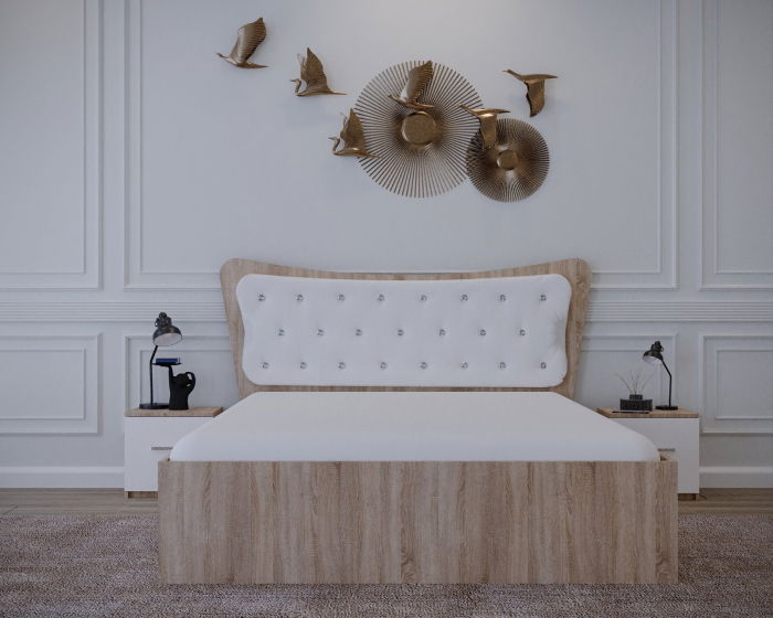 Set Pat Vista Tapitat Sonoma&Alb cu Noptiere [4]