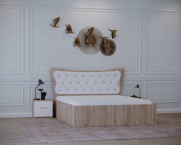 Set Pat Vista Tapitat Sonoma&Alb cu Noptiere [2]