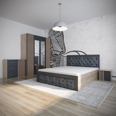 Dormitor Dallas Tapitat Stejar