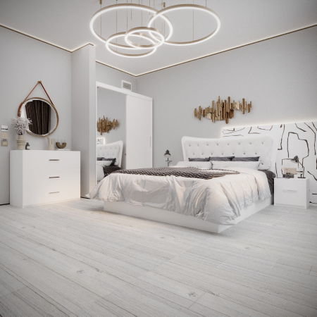 Mobila Dormitor - Dormitor Vista Tapitat Alb 2 usi cu Oglinda