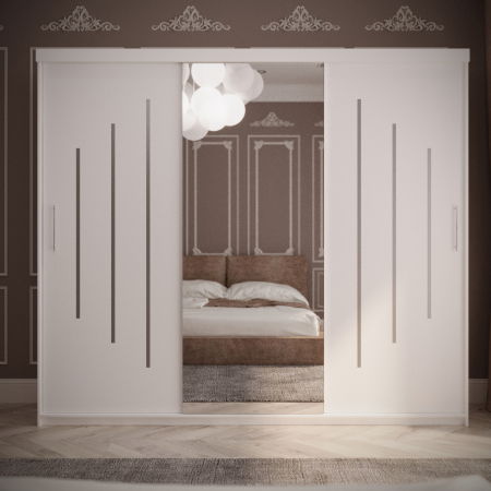 Mobila Dormitor - Dulap Venus Space 230*200 Cu Oglinda Alb,