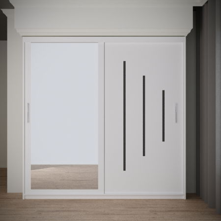 Mobila Dormitor - Dulap Venus Space cu Oglinda 200*200 Alb,