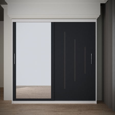 Mobila Dormitor - Dulap Venus Space cu Oglinda 200*200 Alb&Antracit,