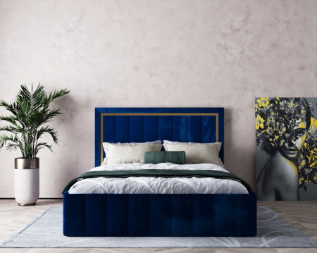 Pat Elegance Tapitat Albastru 180x200 [0]